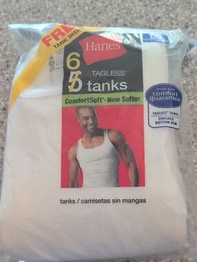 Hanes White Tagless Tank Undershirts (6 Pack)